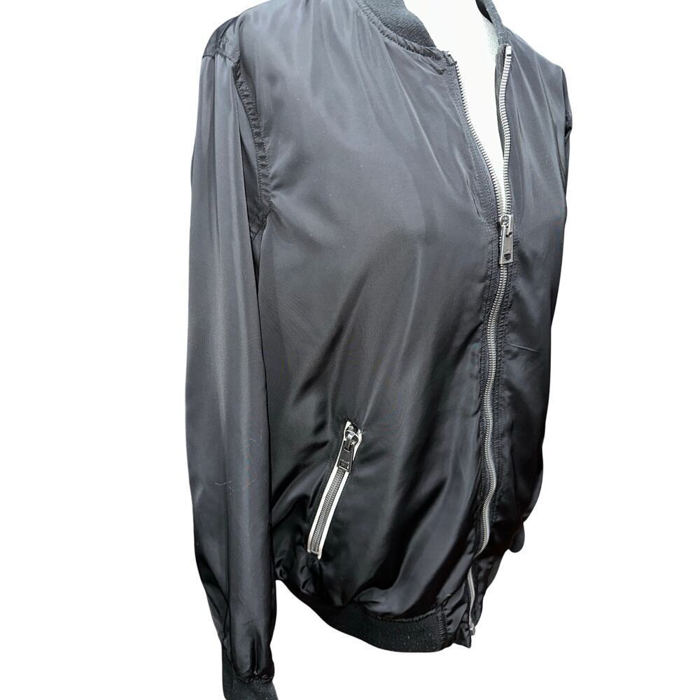 Levi’s Jacket Women’s Black Bomber Biker Elastic Ribbed Zip Melanie Newport 1X - Picture 2 of 14